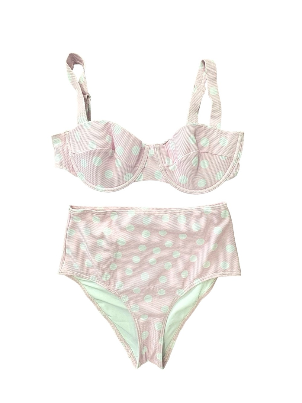 Ephemera Resort, High Waist Pink Polka Dot Bikini Set, Size 6 (small), New